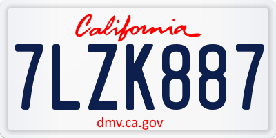 CA license plate 7LZK887