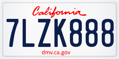 CA license plate 7LZK888