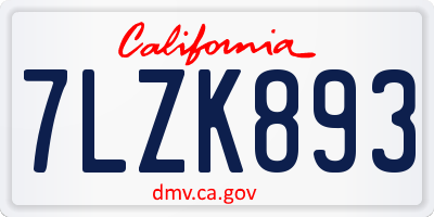CA license plate 7LZK893