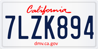 CA license plate 7LZK894