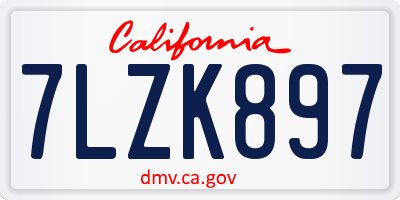 CA license plate 7LZK897