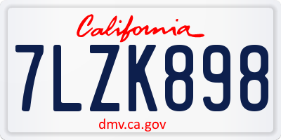 CA license plate 7LZK898