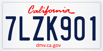 CA license plate 7LZK901