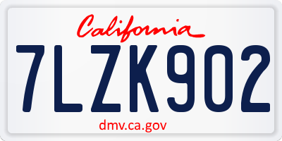 CA license plate 7LZK902