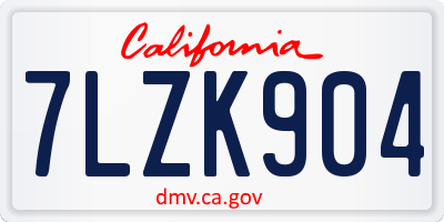 CA license plate 7LZK904