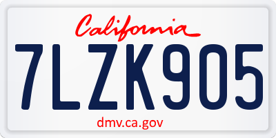 CA license plate 7LZK905