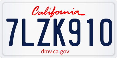 CA license plate 7LZK910