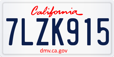 CA license plate 7LZK915