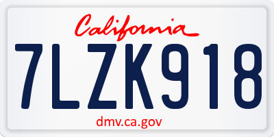 CA license plate 7LZK918