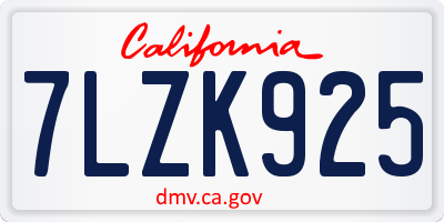 CA license plate 7LZK925
