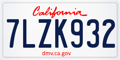 CA license plate 7LZK932