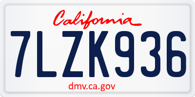 CA license plate 7LZK936
