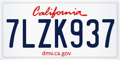 CA license plate 7LZK937