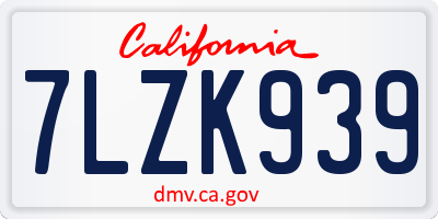 CA license plate 7LZK939