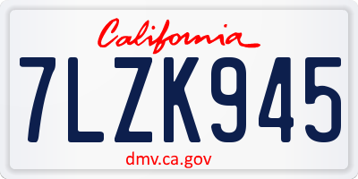 CA license plate 7LZK945