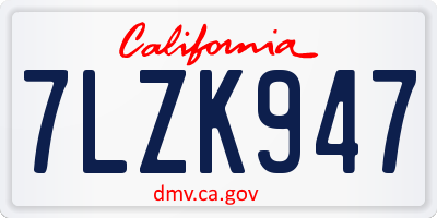 CA license plate 7LZK947