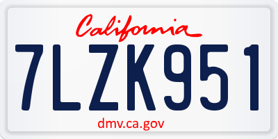 CA license plate 7LZK951