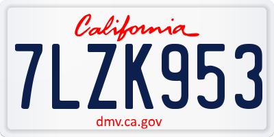 CA license plate 7LZK953