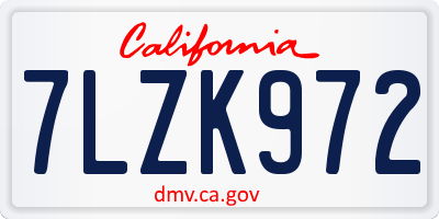 CA license plate 7LZK972