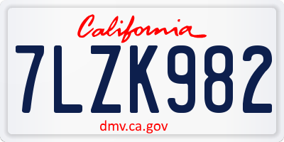 CA license plate 7LZK982