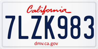 CA license plate 7LZK983