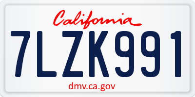 CA license plate 7LZK991