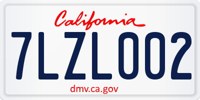 CA license plate 7LZL002