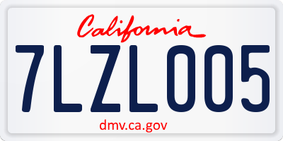 CA license plate 7LZL005