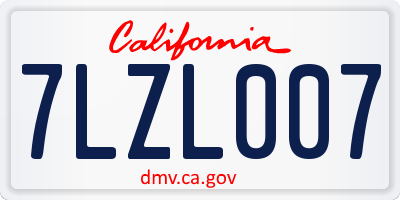 CA license plate 7LZL007