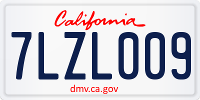 CA license plate 7LZL009