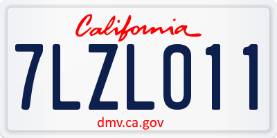 CA license plate 7LZL011