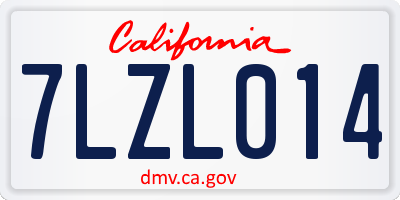 CA license plate 7LZL014