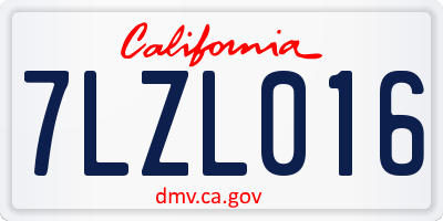 CA license plate 7LZL016