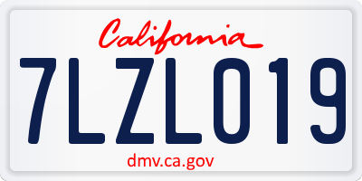 CA license plate 7LZL019