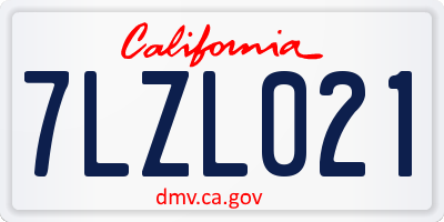 CA license plate 7LZL021