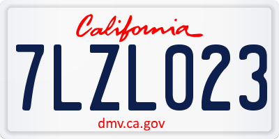 CA license plate 7LZL023