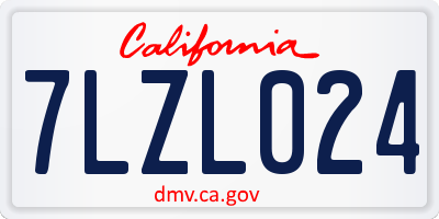 CA license plate 7LZL024