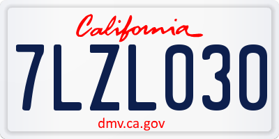 CA license plate 7LZL030