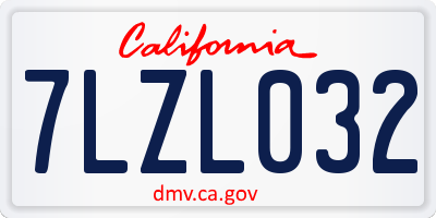 CA license plate 7LZL032