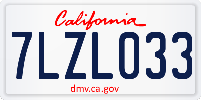 CA license plate 7LZL033