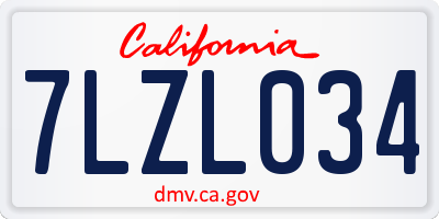 CA license plate 7LZL034