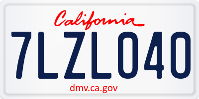 CA license plate 7LZL040