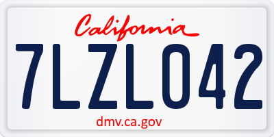CA license plate 7LZL042