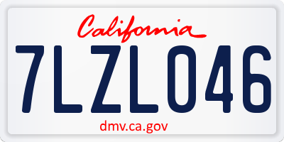 CA license plate 7LZL046