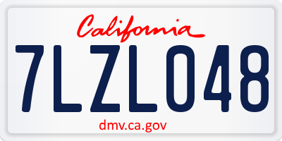 CA license plate 7LZL048