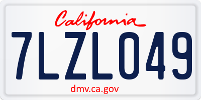 CA license plate 7LZL049