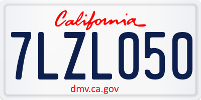 CA license plate 7LZL050