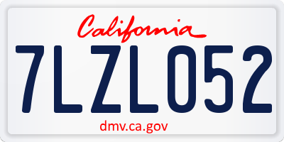 CA license plate 7LZL052