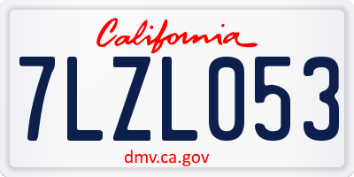 CA license plate 7LZL053