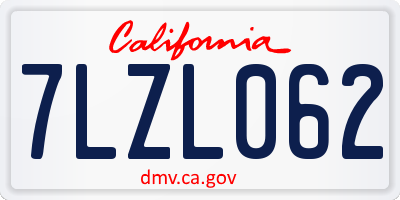 CA license plate 7LZL062